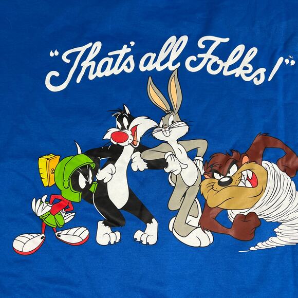 Looney Tunes Women's Blue That's All Folks Graphic Sweatshirt - Size Large - NWT - Picture 7 of 7